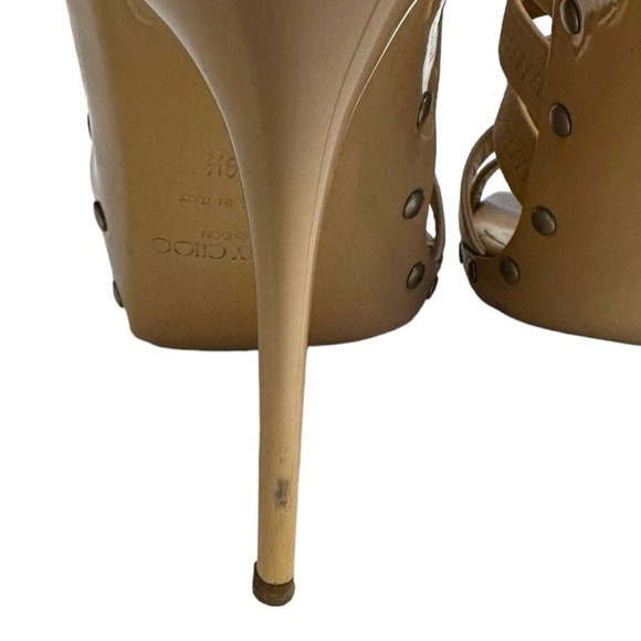 Jimmy Choo Aston Elastic Sandal Leather Nude Heels Shoes 39.5 9.5 - Picture 7 of 16